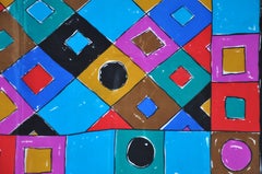 Bold Whimsical Multi-Color Abstract Silk Scarf.