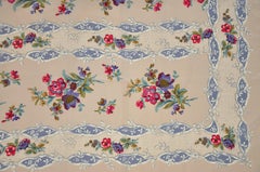 Saldarini "Victorian Floral" Ivory & Beige Silk Scarf