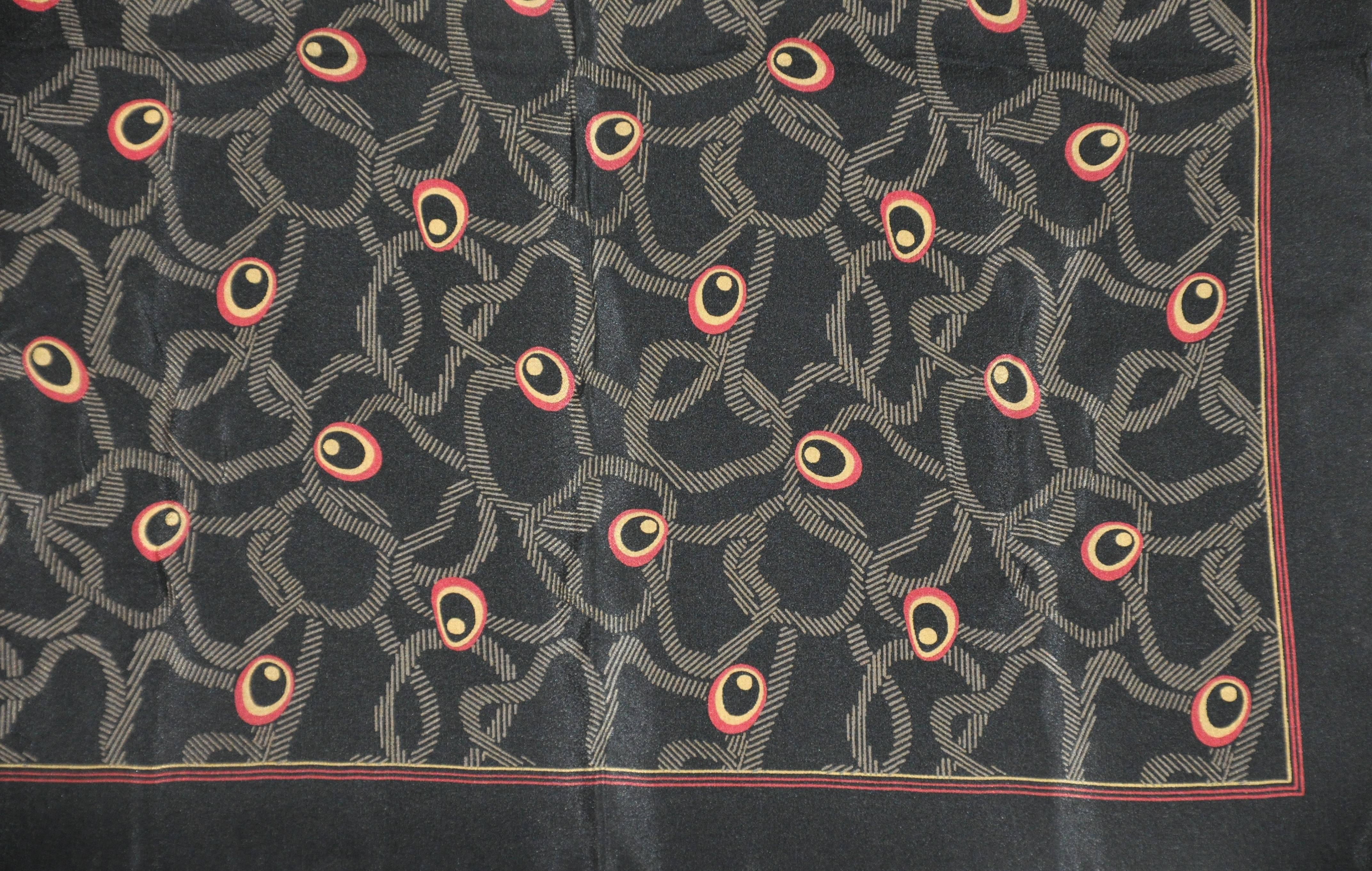        Elegant black silk handkerchief with 