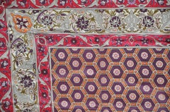 Oscar de la Renta Shades of Ruby & Violet Multi Floral Border Silk Scarf
