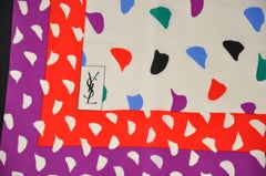 Yves Saint Laurent Multi Color "Confetti" Silk Scarf