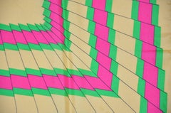 Mirsa Colorful Fuchsia & Neon Green with Yellow "Pleated Frame" Silk Scarf