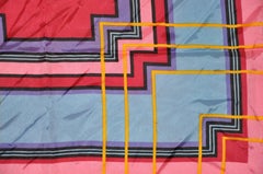 Bold Multi-Color Abstract with Wide Pink Border Scarf
