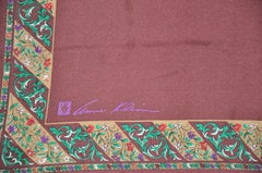 Anne Klein Coco-Brown with Floral Border Silk Scarf
