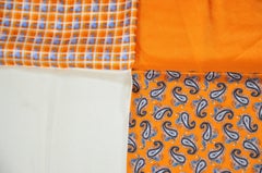 Shades of Tangerine Palsey, plaid, Stripes & Solid silk handkerchief