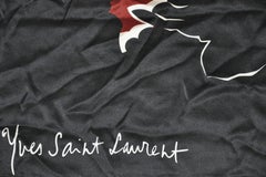 Yves Saint Laurent Whimsical Black, Ivory & Warm Brown Silk Jacquard Scarf.