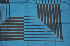 Deep Turquoise & Black Abstract Silk Scarf