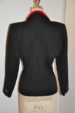 Yves Saint Laurent Signature Black Accented with Red Velvet "Smoking" Jacket