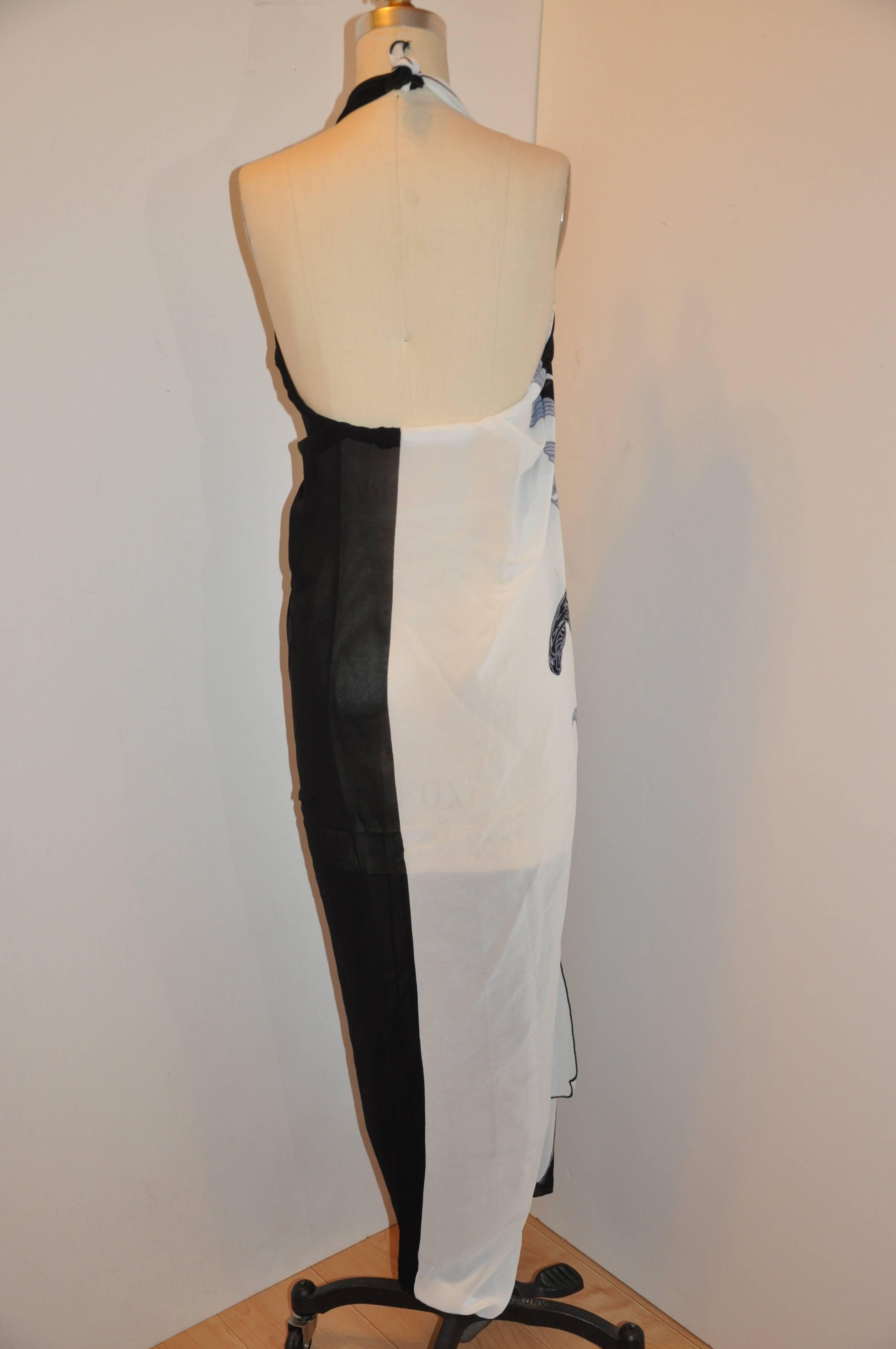 Women's or Men's Oscar de la Renta Black & White Floral Wrap Lounge Skirt & Strapless Dress
