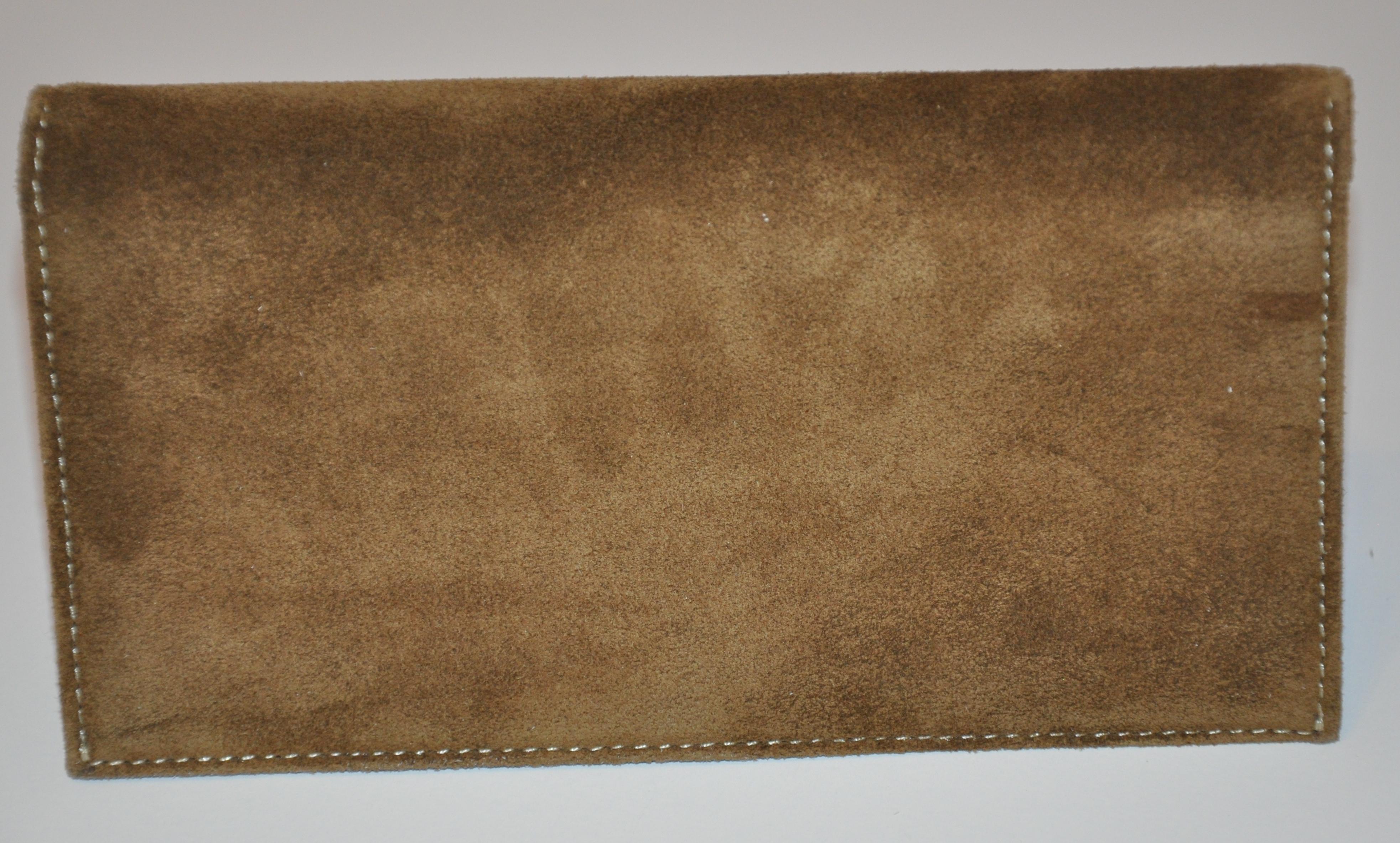 Ferragamo Autumn Tan Lambskin Suede Shoulder Bag with Matching Wallet Ensemble For Sale 3