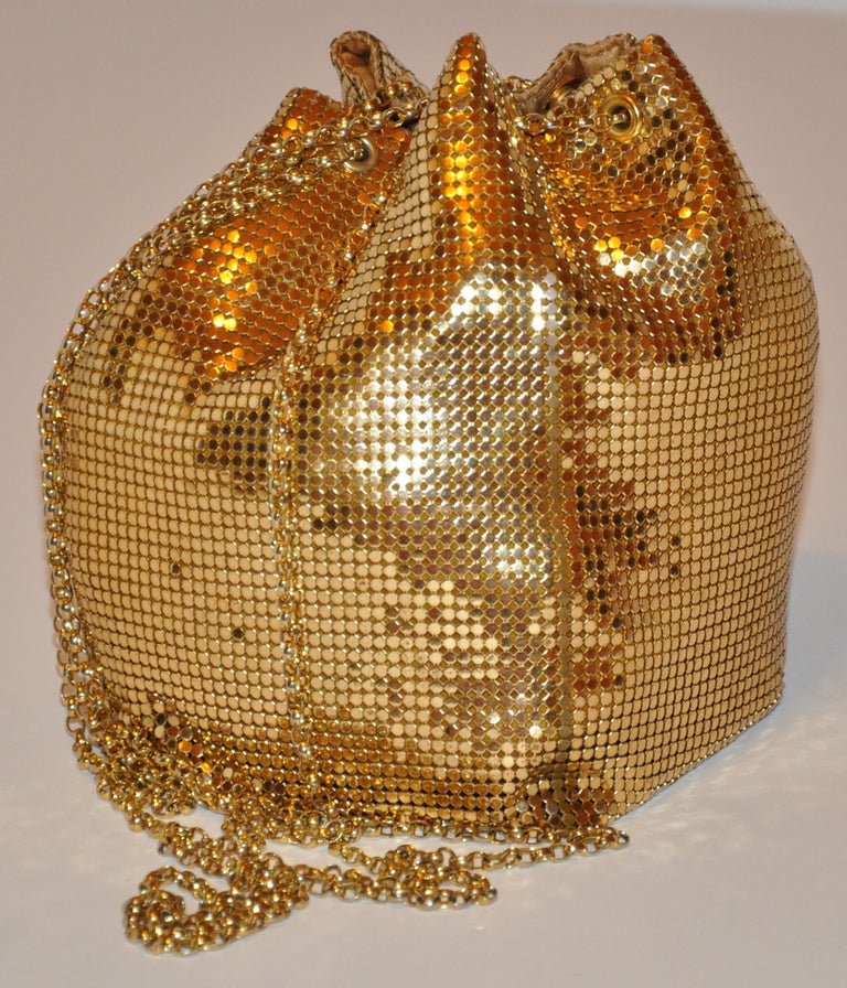 Whiting and Davis Fully Lined Gilded Gold Hardware Mesh Drawstring