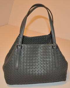 Bottega Veneta Rich Lambskin Signature Taupe Woven Double-Handle Shoulder Bag