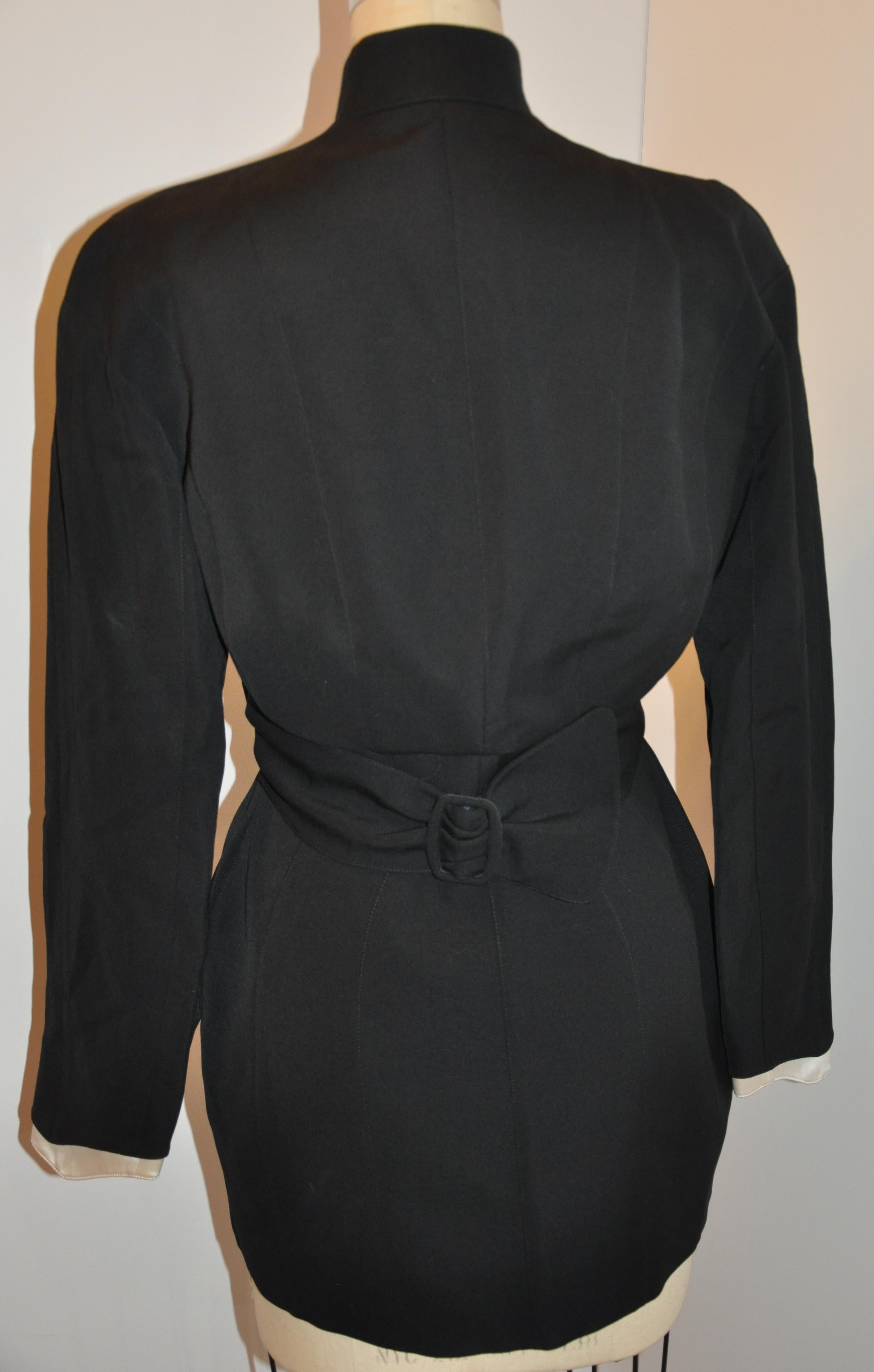 Thierry Mugler Signature Black Accented with Cream Sculpted Smoking Jacket 2