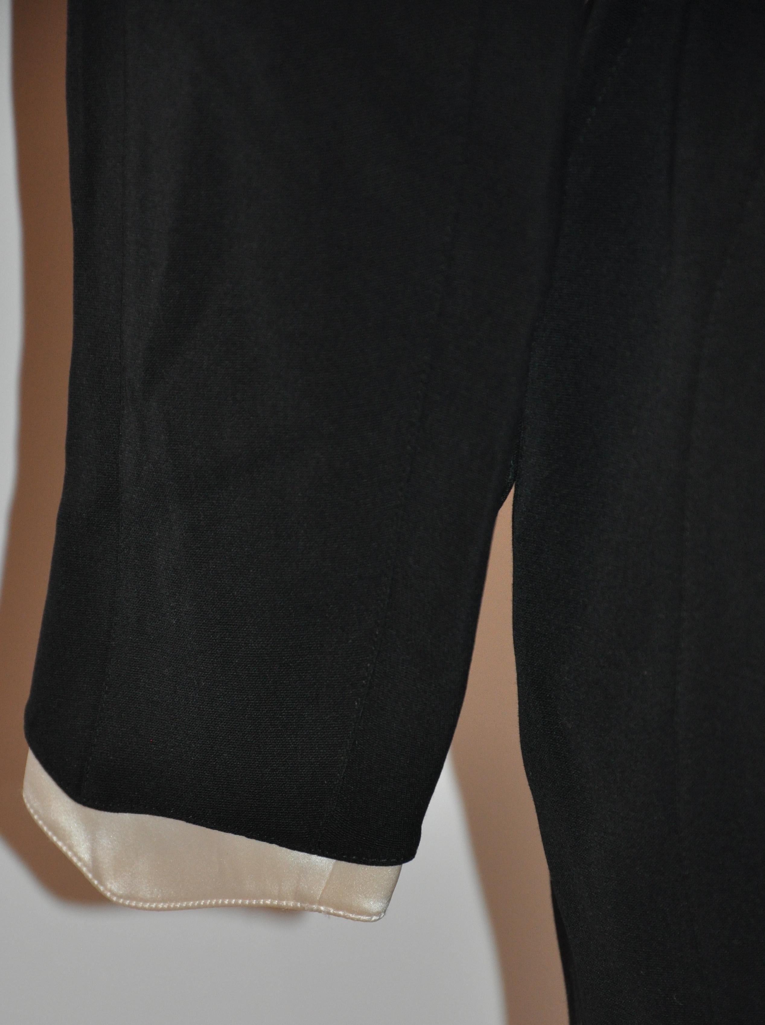 Thierry Mugler Signature Black Accented with Cream Sculpted Smoking Jacket 4
