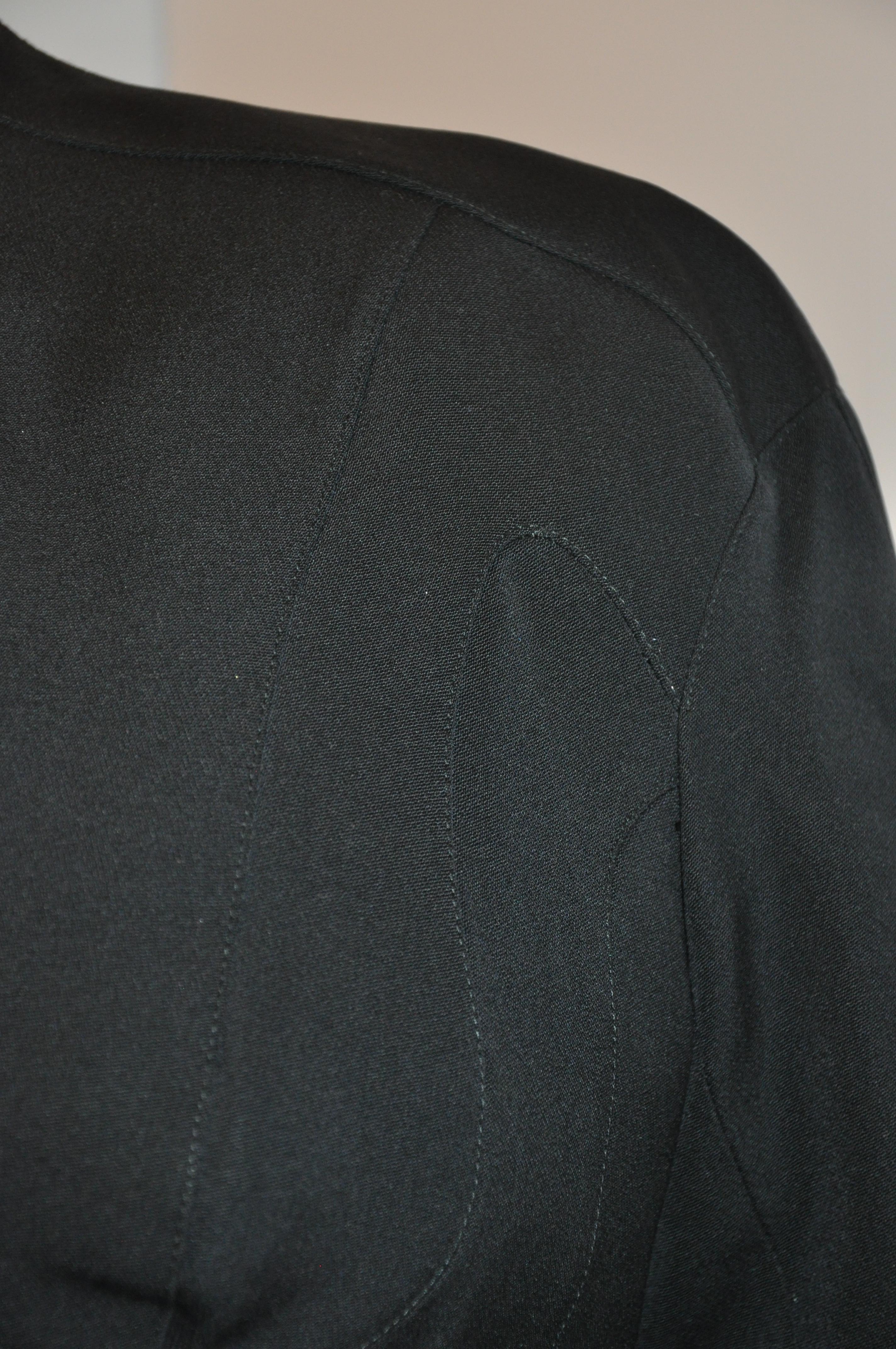 Thierry Mugler Signature Black Accented with Cream Sculpted Smoking Jacket 5