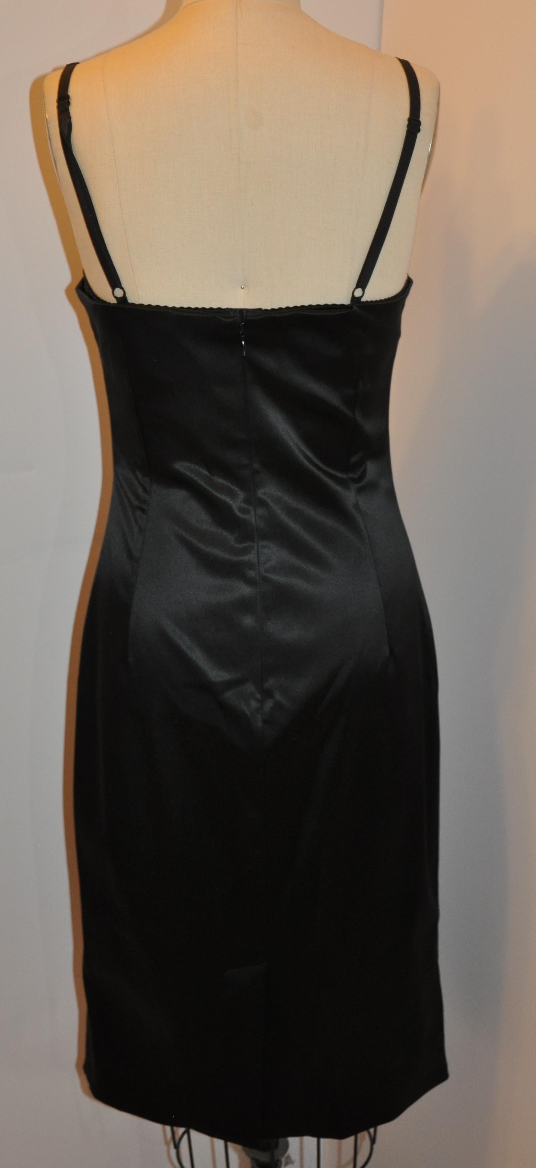 Dolce And Gabbana Midnight Black Body Hugging Spandex Built In Bra Evening Dress For Sale At