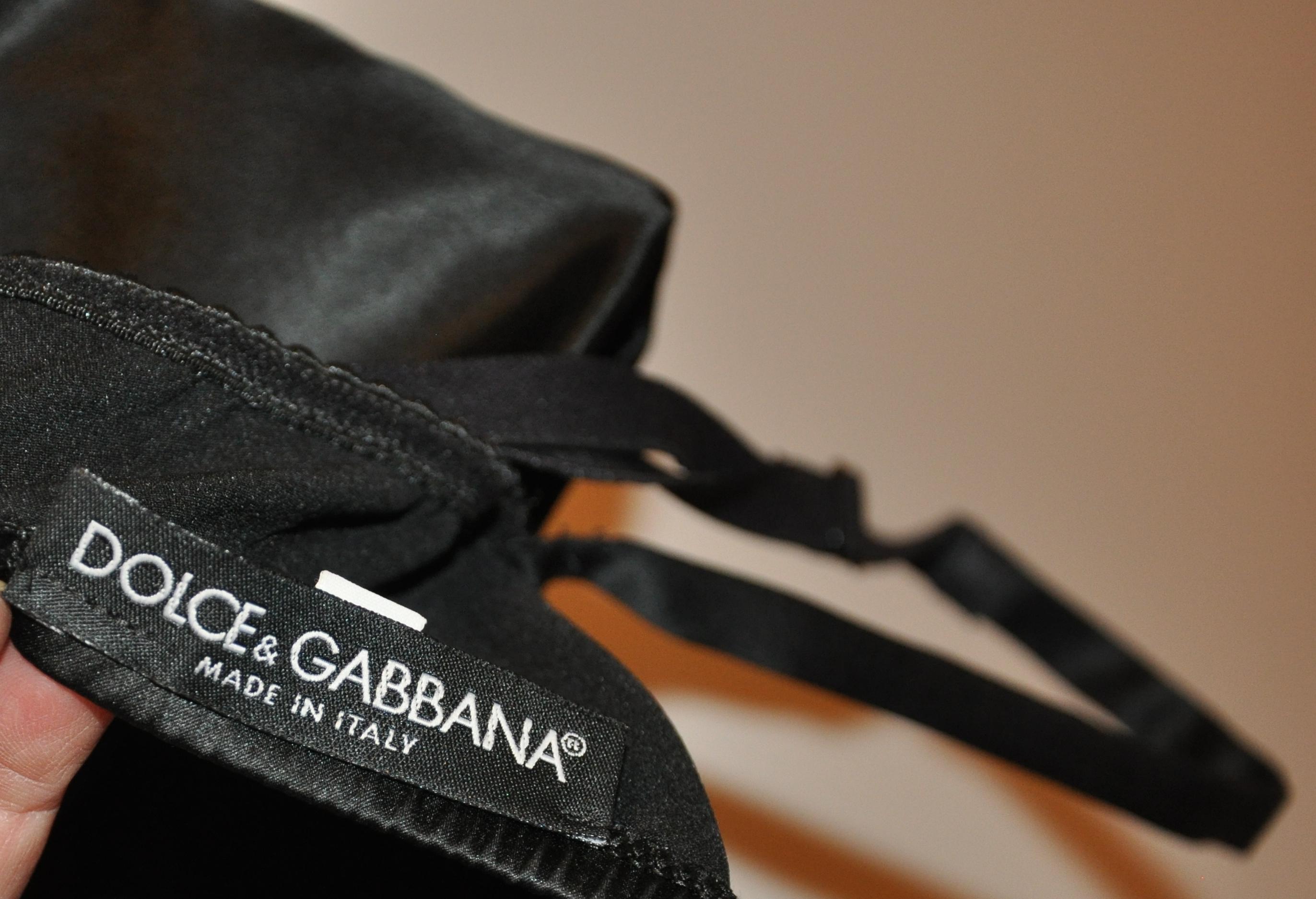 Dolce & Gabbana Midnight-Black Body-Hugging Spandex Built-In Bra Evening Dress In Good Condition For Sale In New York, NY