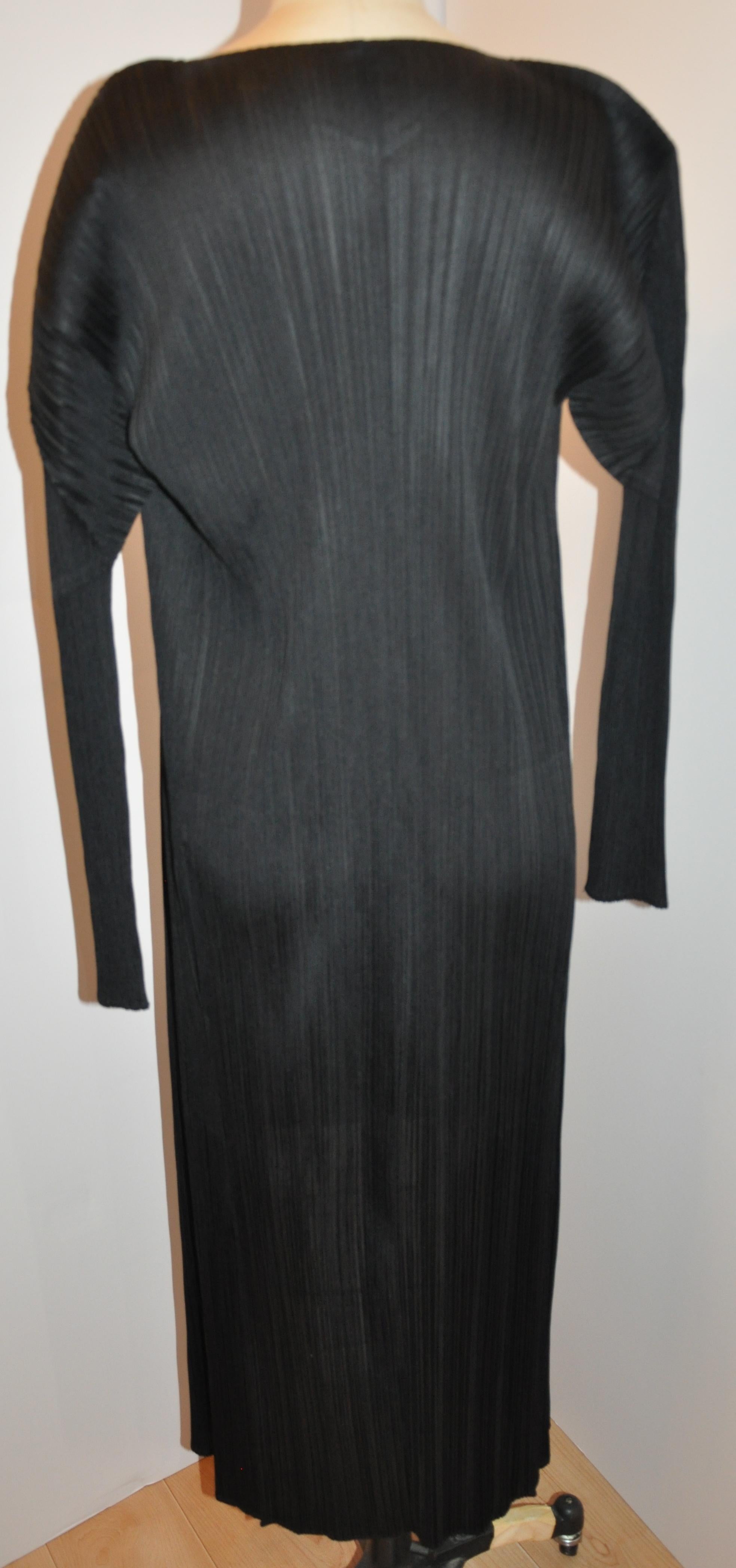 Women's or Men's Issey Miyake Signature Black Accordian Open Coat For Sale