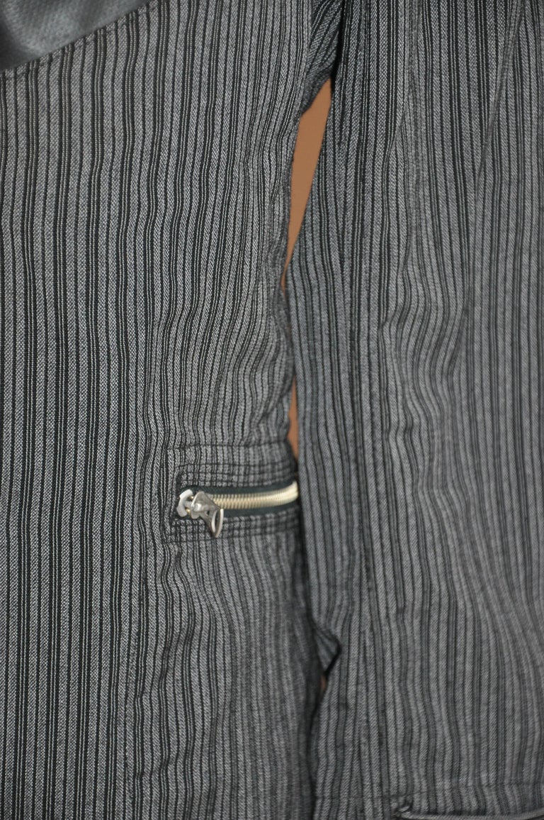 Women's or Men's Junya Watanabe Comme des Garcons Black & Charcoal Stripe Deconstruct Jacket For Sale