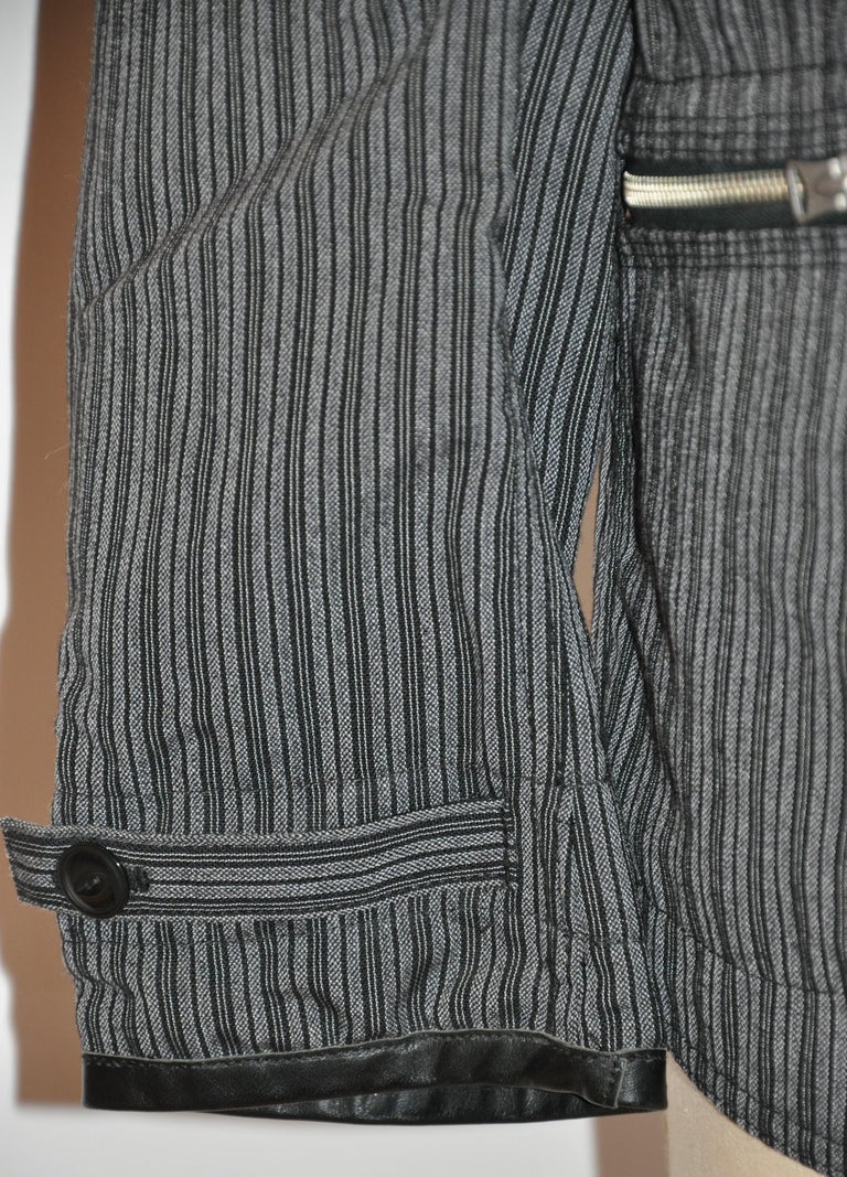Junya Watanabe Comme des Garcons Black & Charcoal Stripe Deconstruct Jacket For Sale 1