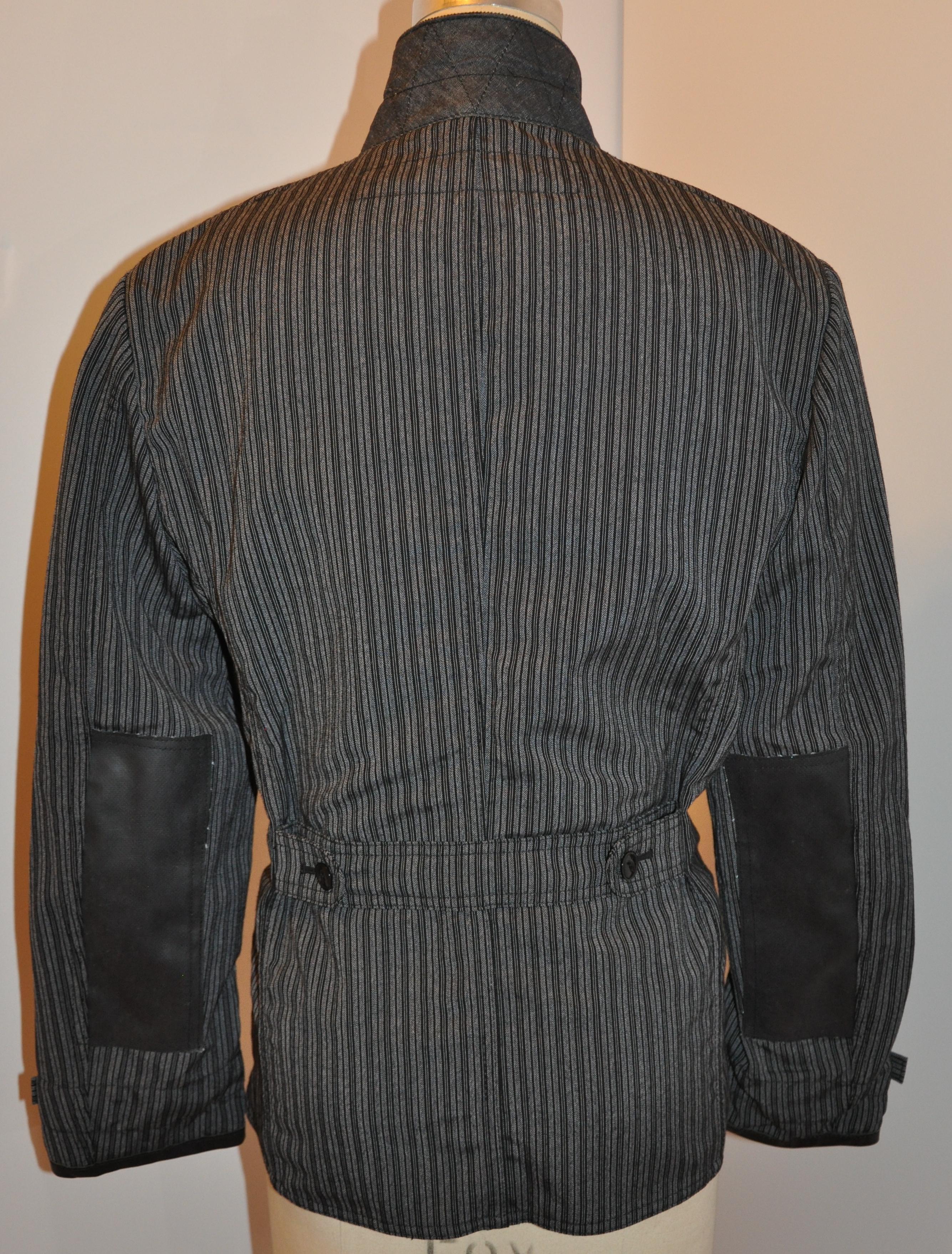 Junya Watanabe Comme des Garcons Black & Charcoal Stripe Deconstruct Jacket In Good Condition For Sale In New York, NY
