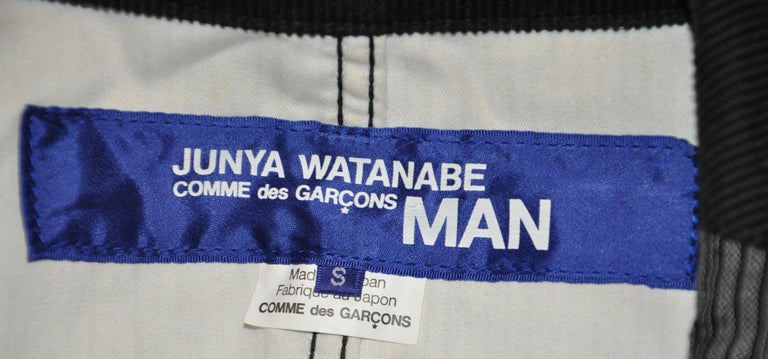 Junya Watanabe Comme des Garcons Black & Charcoal Stripe Deconstruct Jacket For Sale 3