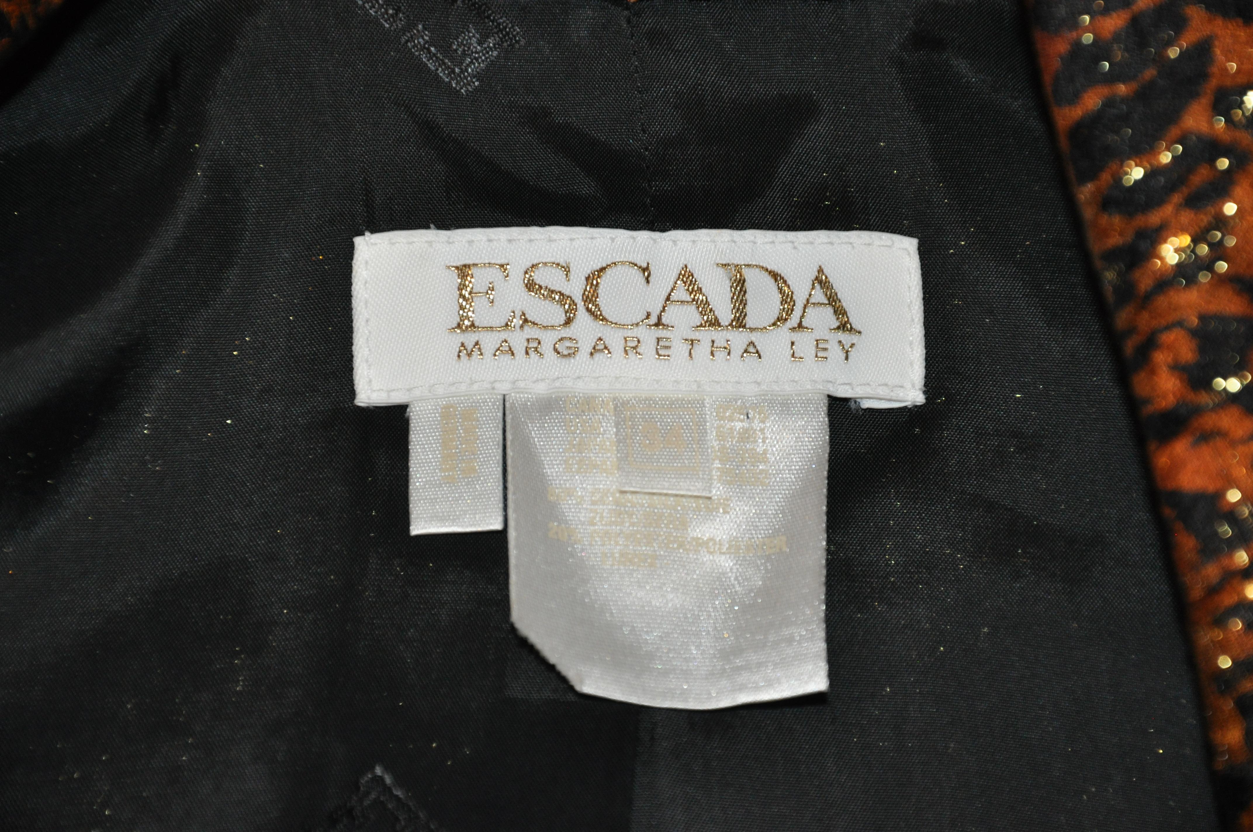 Escada Beautifully Eleganter Anzug mit Leopardenmuster und Metallic-Gold-Lame-Rock im Angebot 3