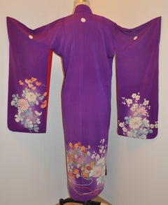 Deep Rich Violet "Festival of Florals" Japanese Silk Kimono