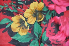 Multicolor "Christmas Florals" with Black Borders Wool Blend Scarf