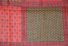 Huge Rich Multi Color "Patchwork" Wool Challis Fringed Shawl