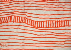 Vera Whimsical Ivory & Tangerine "Bridge Over Waters" Acetate Scarf