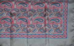 Steel Gray Borders with Multi Palsey Silk Handkerchief