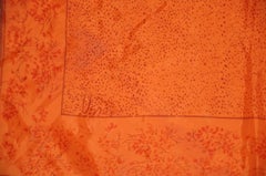Vera Warm Tangerine with Scattered Floral Borders Scarf