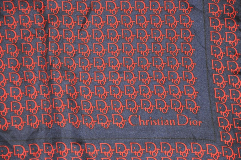 Christian Dior Signature Monogram Midnight Blue with Red Silk Scarf For ...