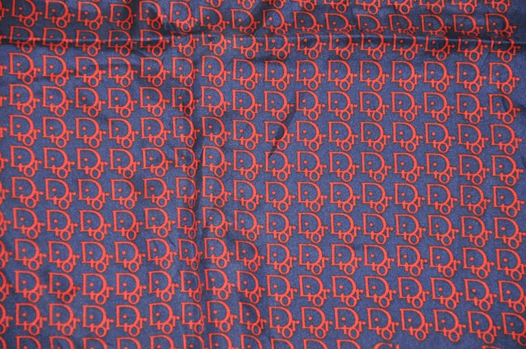 Christian Dior Signature Monogram Midnight Blue with Red Silk Scarf For ...