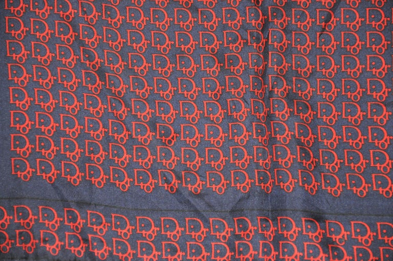 Christian Dior Signature Monogram Midnight Blue with Red Silk Scarf For ...