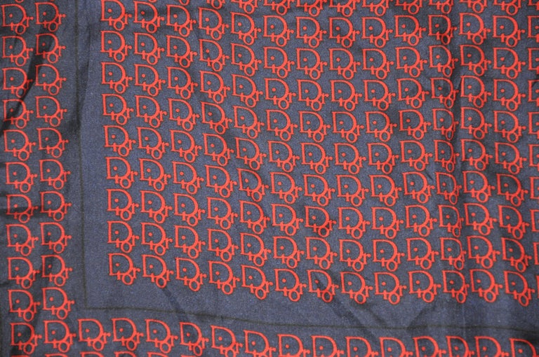 Christian Dior Signature Monogram Midnight Blue with Red Silk Scarf For ...