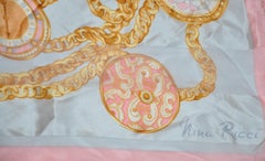 Nina Ricci Beautifully Elegant "Hands of Time" Silk and Silk Chiffon Scarf