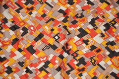 Jean Ete Red Border with Multi-Color "Abstract Lighting" Silk Scarf