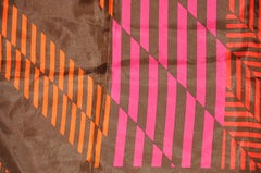 Coco Brown Borders with Abstract Tangerine & Fuchsia Stripes Scarf
