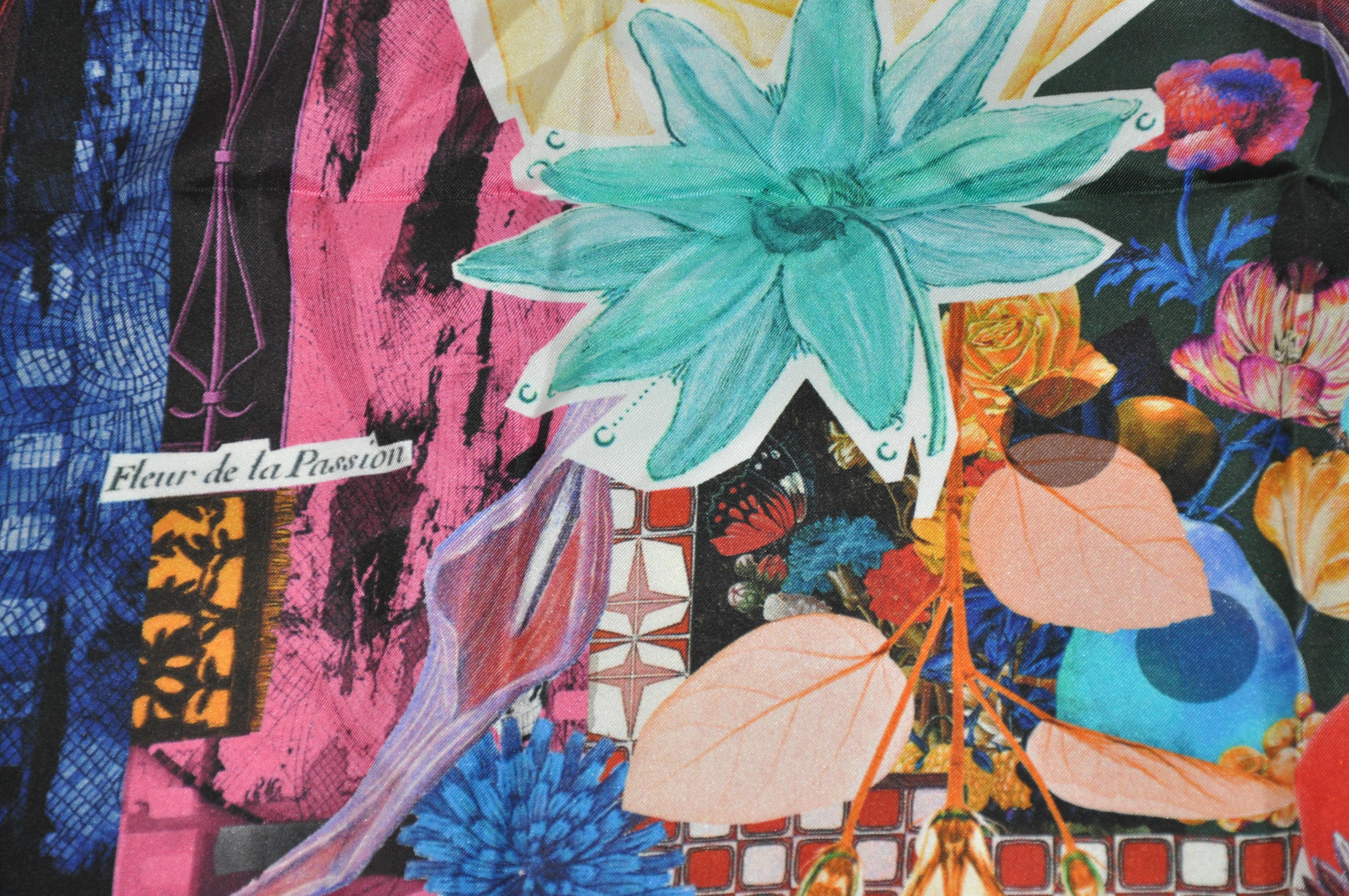 Christian LaCroix - Écharpe en jacquard de soie multicolore à fleurs abstraites et audacieuses en vente 1