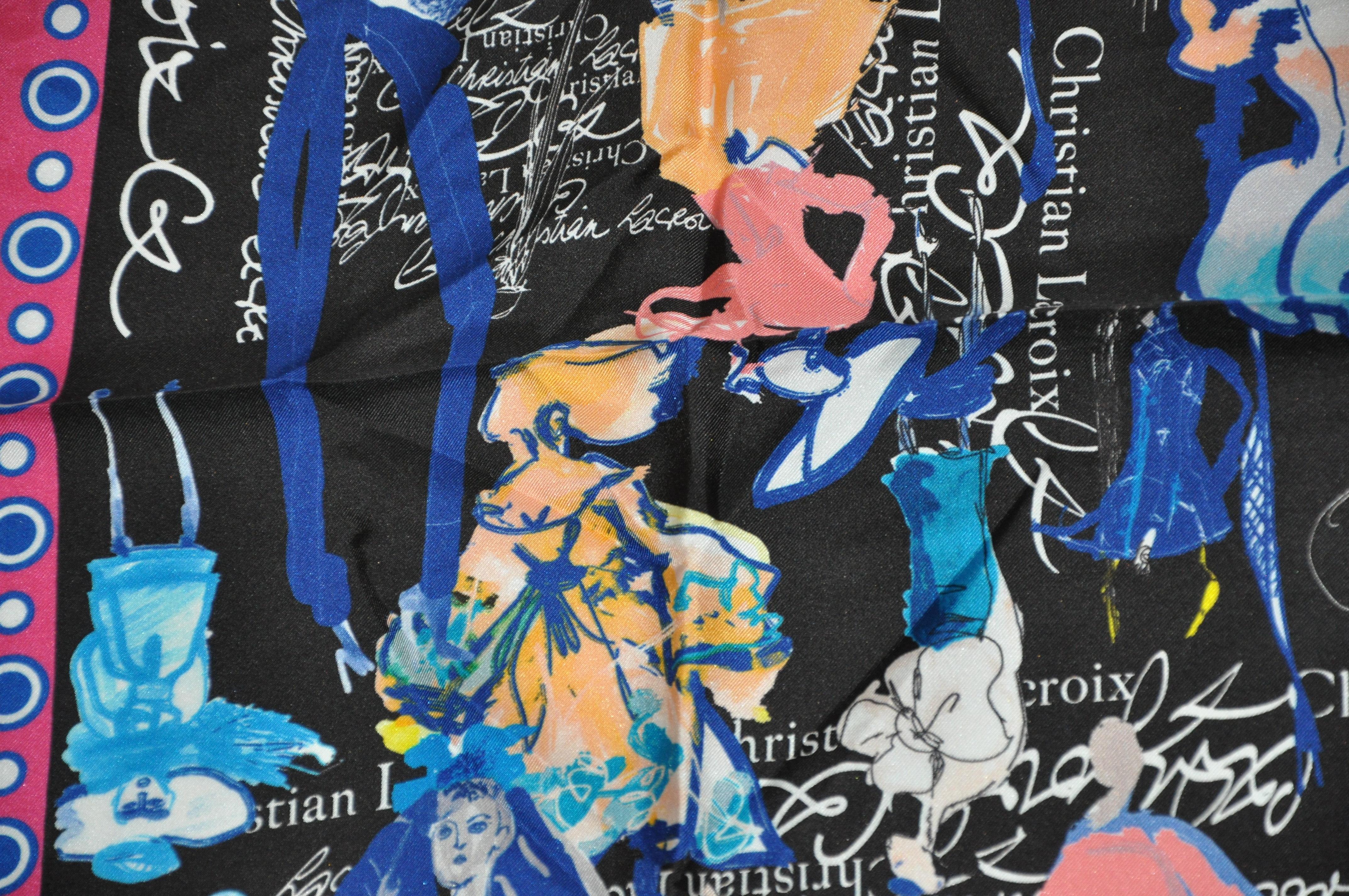 Christian LaCroix - Écharpe en soie multicolore « History of LaCroix », audacieuse et fantaisiste Neuf - En vente à New York, NY