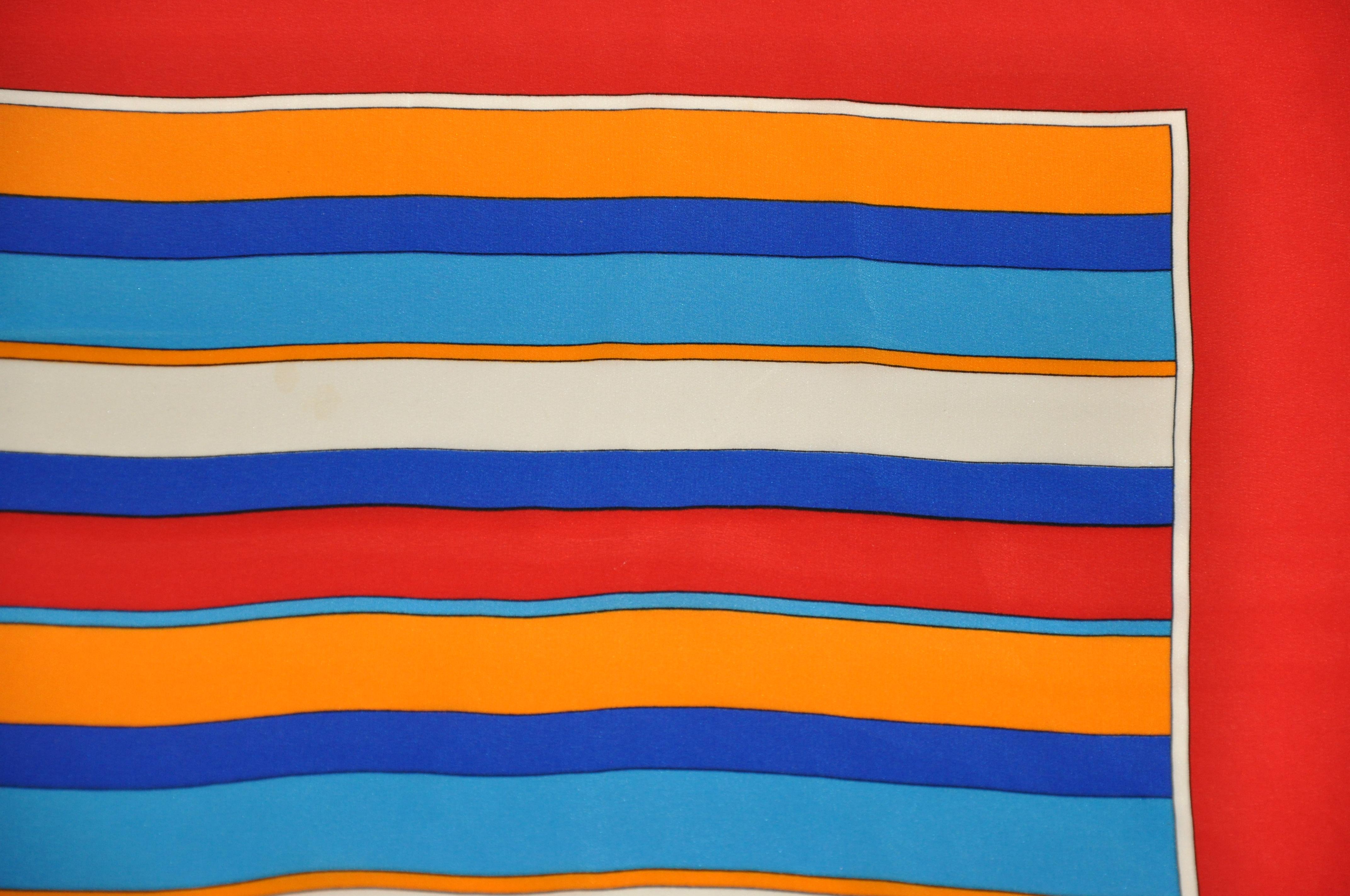 Yves Saint Laurent - Écharpe en soie rayée multicolore et multicolore à rayures Bon état - En vente à New York, NY