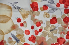 Burberry Shades of Creams & Reds "Scattered Florals" Silk Jacquard Scarf