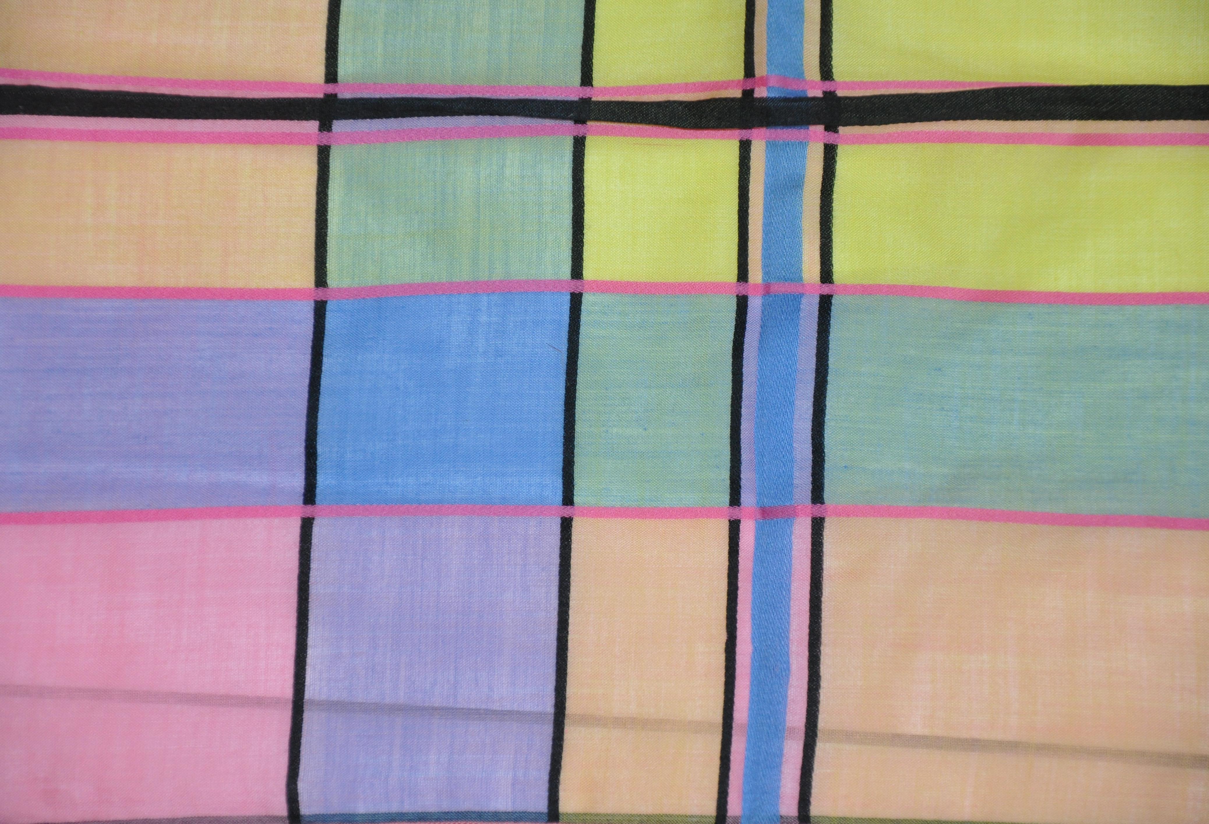 da uomo o donna Fazzoletto astratto multicolore in cotone svizzero con bordi microfiniti in vendita