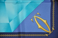 Cartier "Multi Facet Emerald" with Midnight Blue Border Silk Jacquard Scarf