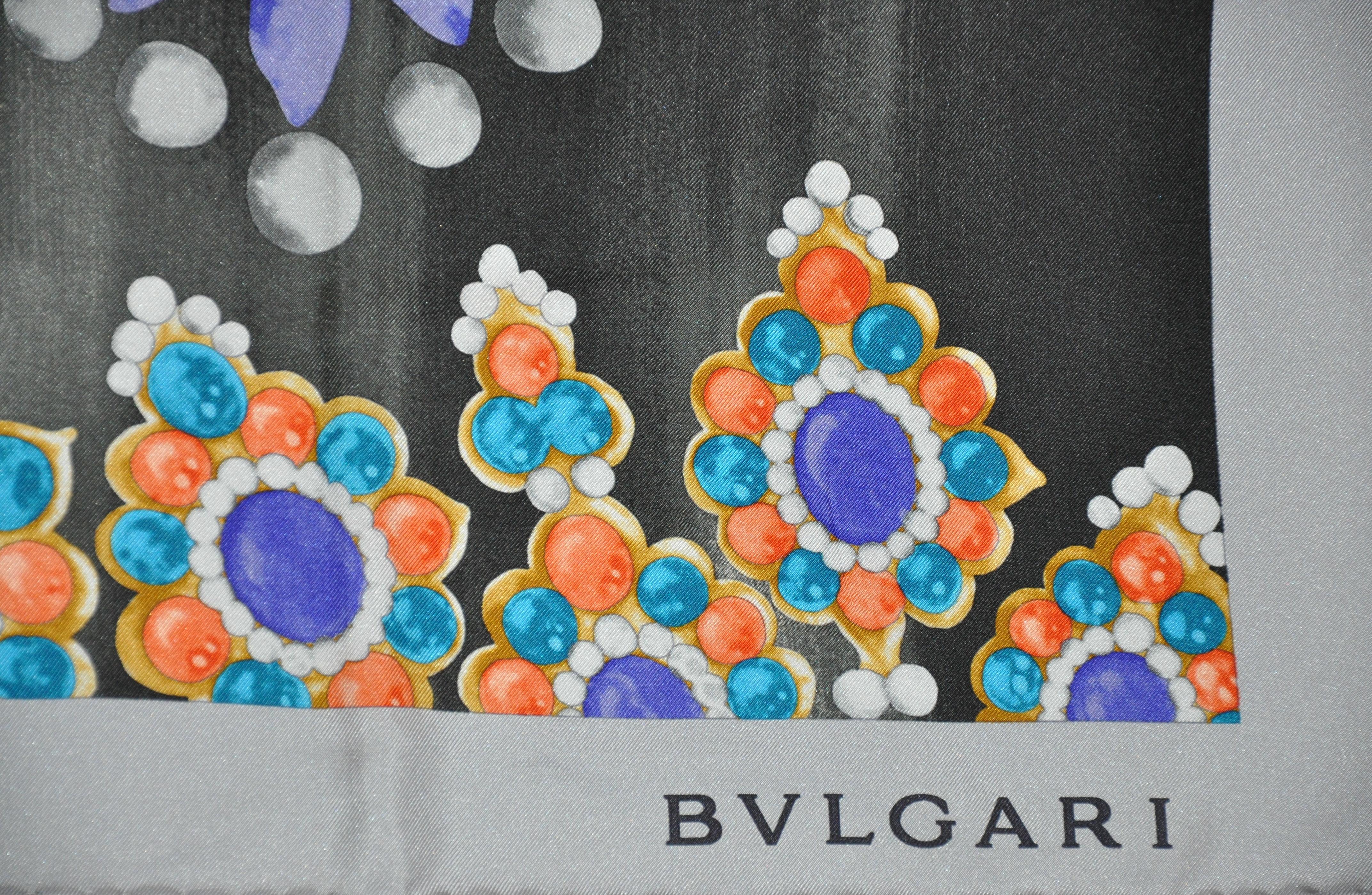        Bvlgari wonderfully elegant shades of black and gray charcoal surrounding multi-colored 