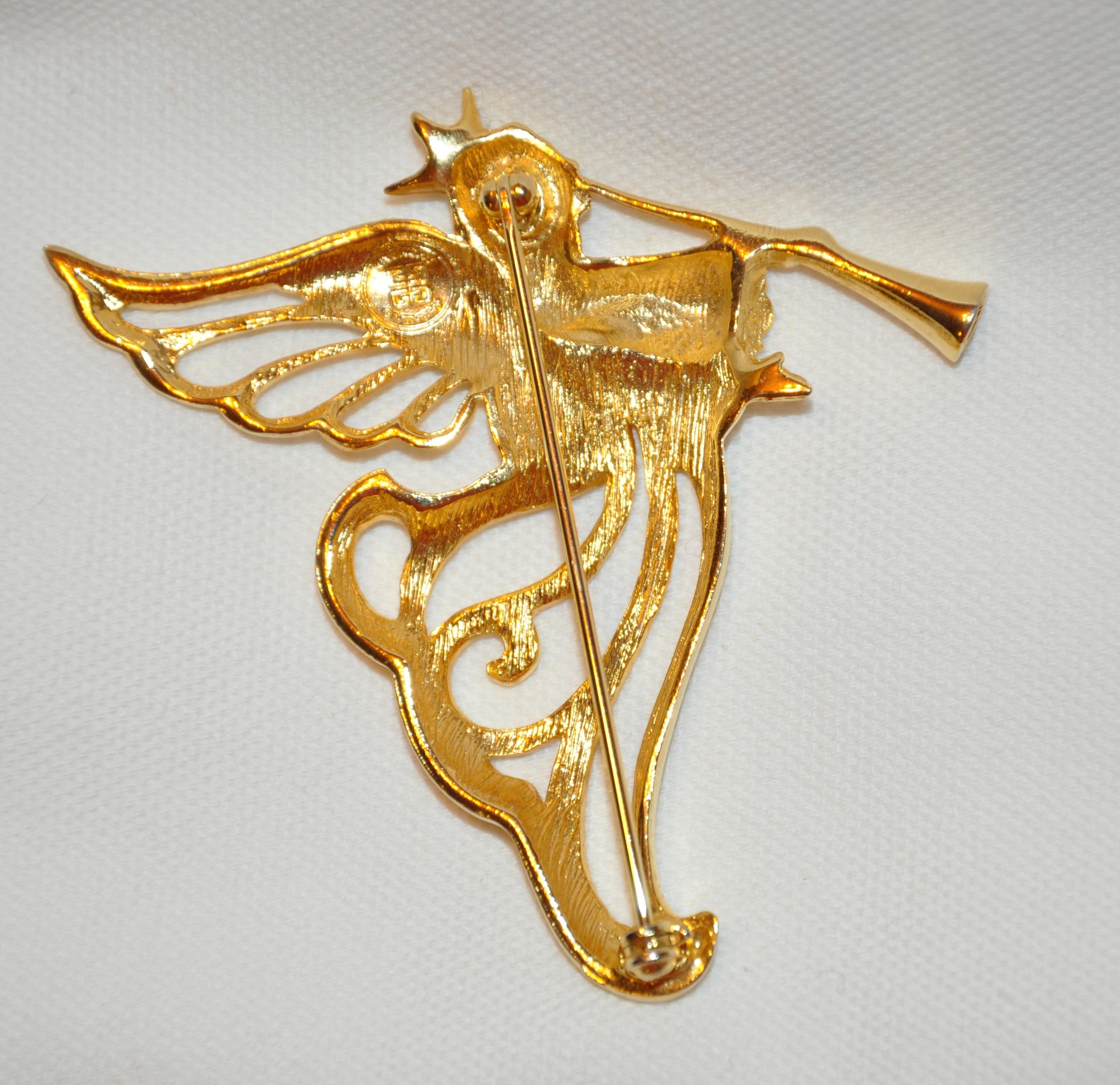 Givenchy Broche « Angel musical » en or vermeil avec quincaillerie dorée Unisexe en vente