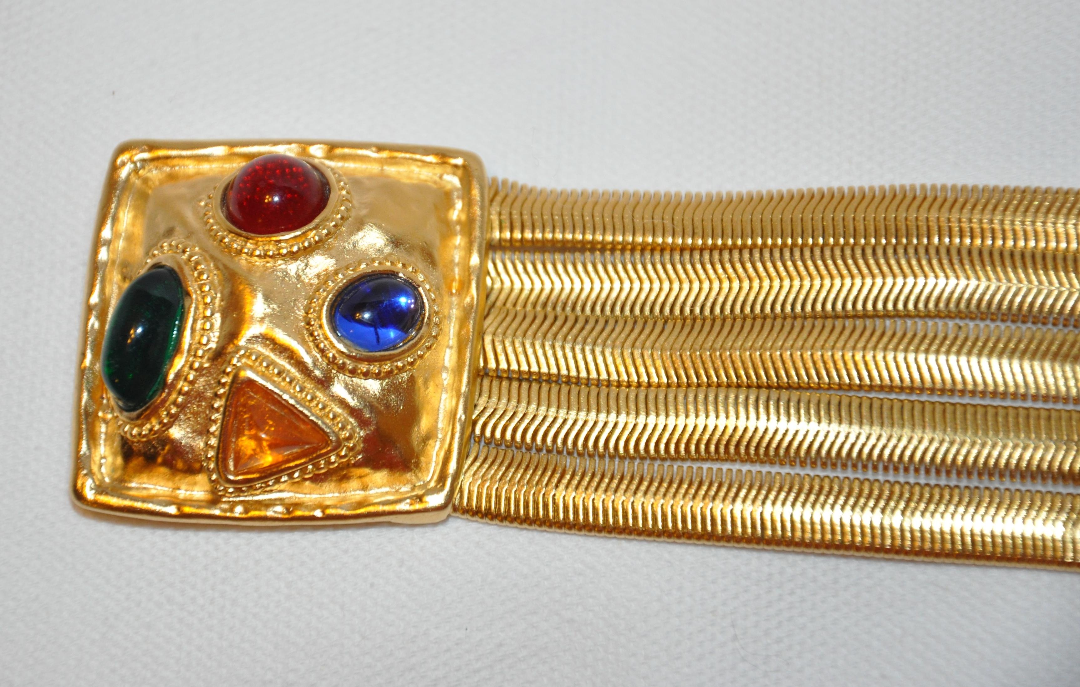 Vergoldetes Armband aus vergoldetem Gold mit Vermeil-Hardware, 5-Tier mit mehrfarbigen Farben (Barock) im Angebot