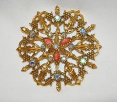 Emmons Large Detailed Etched Gilded Gold Hardware Optional Pendant & Brooch